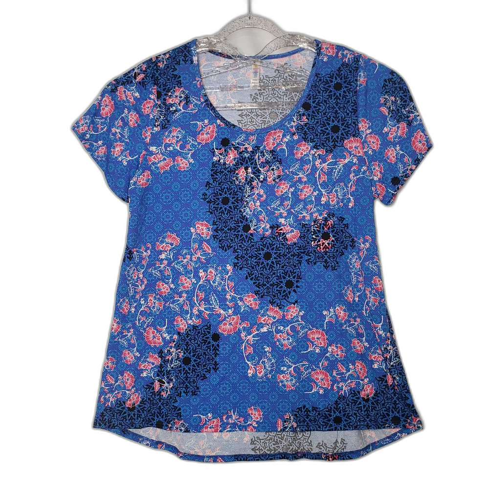 LuLaRoe Blue Floral Classic T Short Sleeve Top Womens Plus Size 2XL NEW